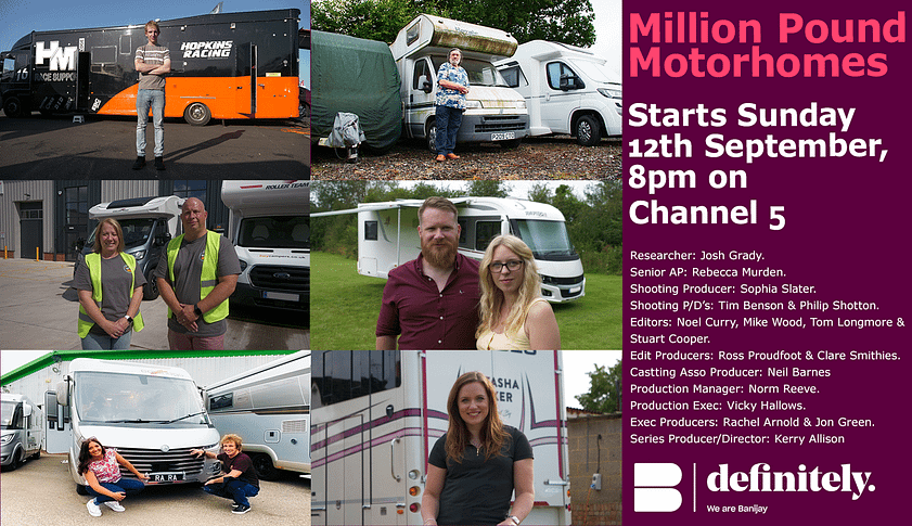Channel 5 Million Pound Motorhomes select Hey Campers to appear after travel PR push